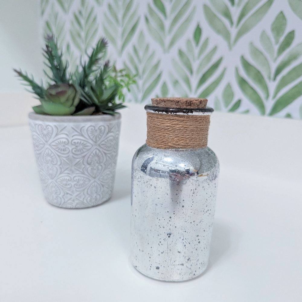 Silver Mercury Jute Rope Decor Jar
